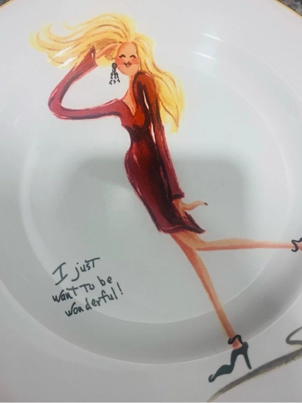 Sakura Glamour Girls Fashion Illustration Gold-Trim Appetizer Plates (Set of 4)